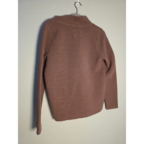 Abercrombie & Fitch Sherpa Fleece Mode  quarter-zip pullover mauve Womens Medium - Picture 2 of 8